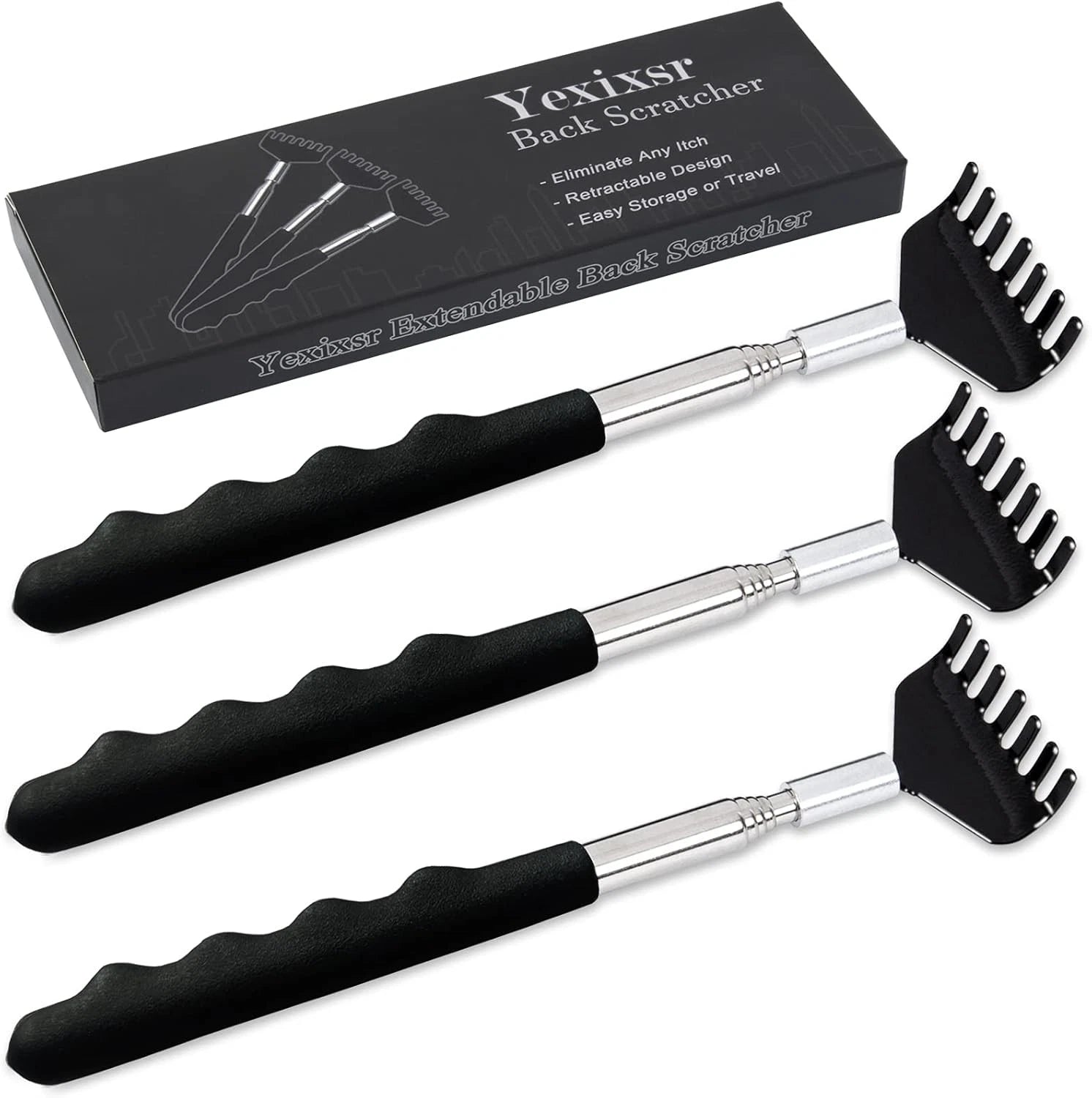 Yexixsr 3 Pack Back Scratcher Extendable Metal Portable 3 Count (Pack of 1)