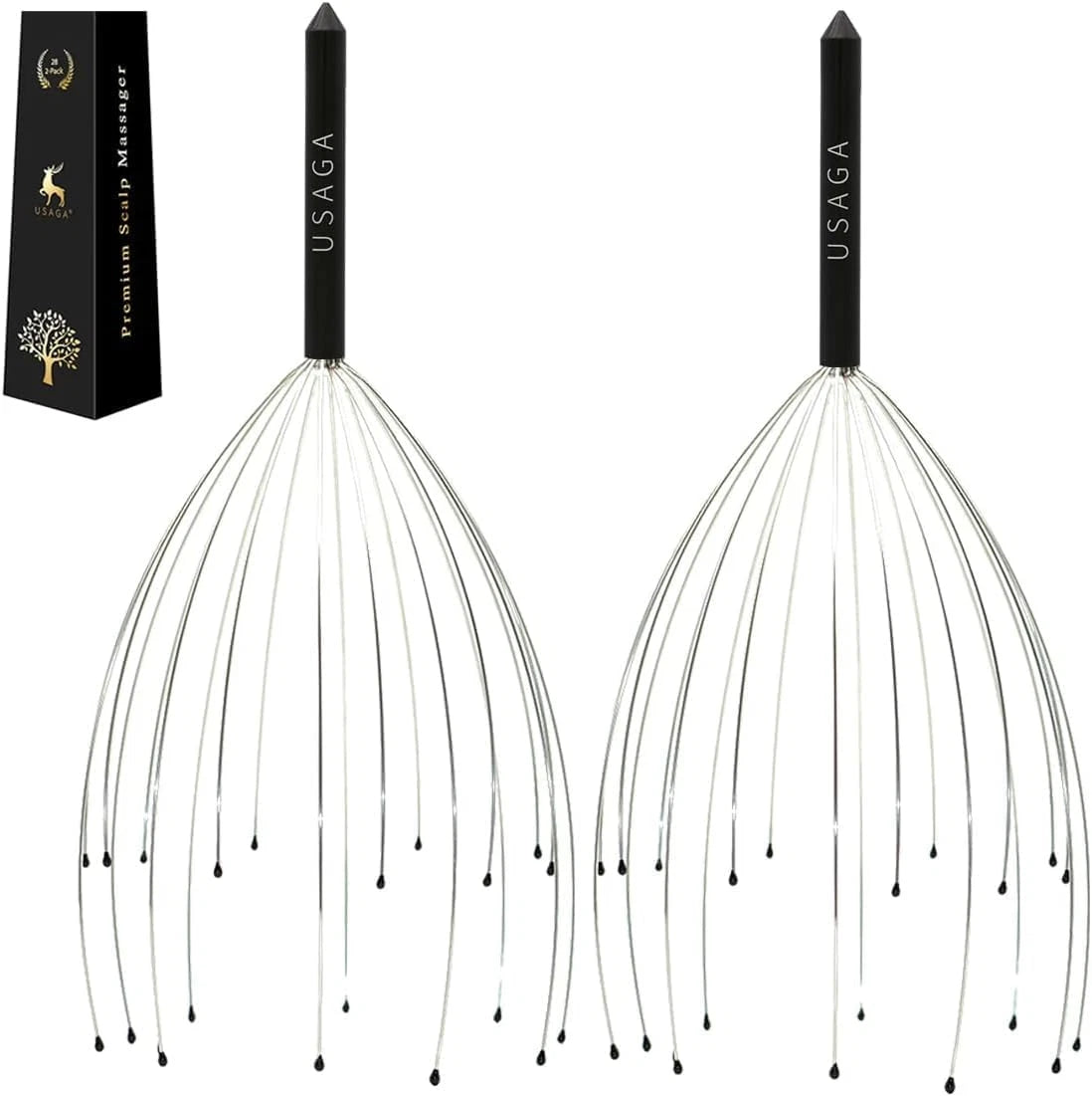 20 Fingers Head Massager Scalp Scratcher for Relaxation (Black)