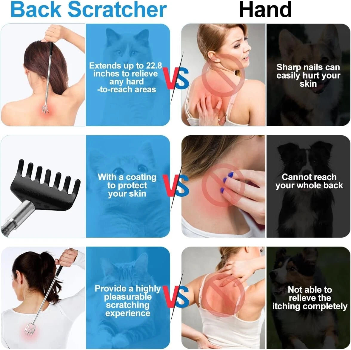 3 Pack Back Scratcher Metal Portable Telescoping Back Scratchers