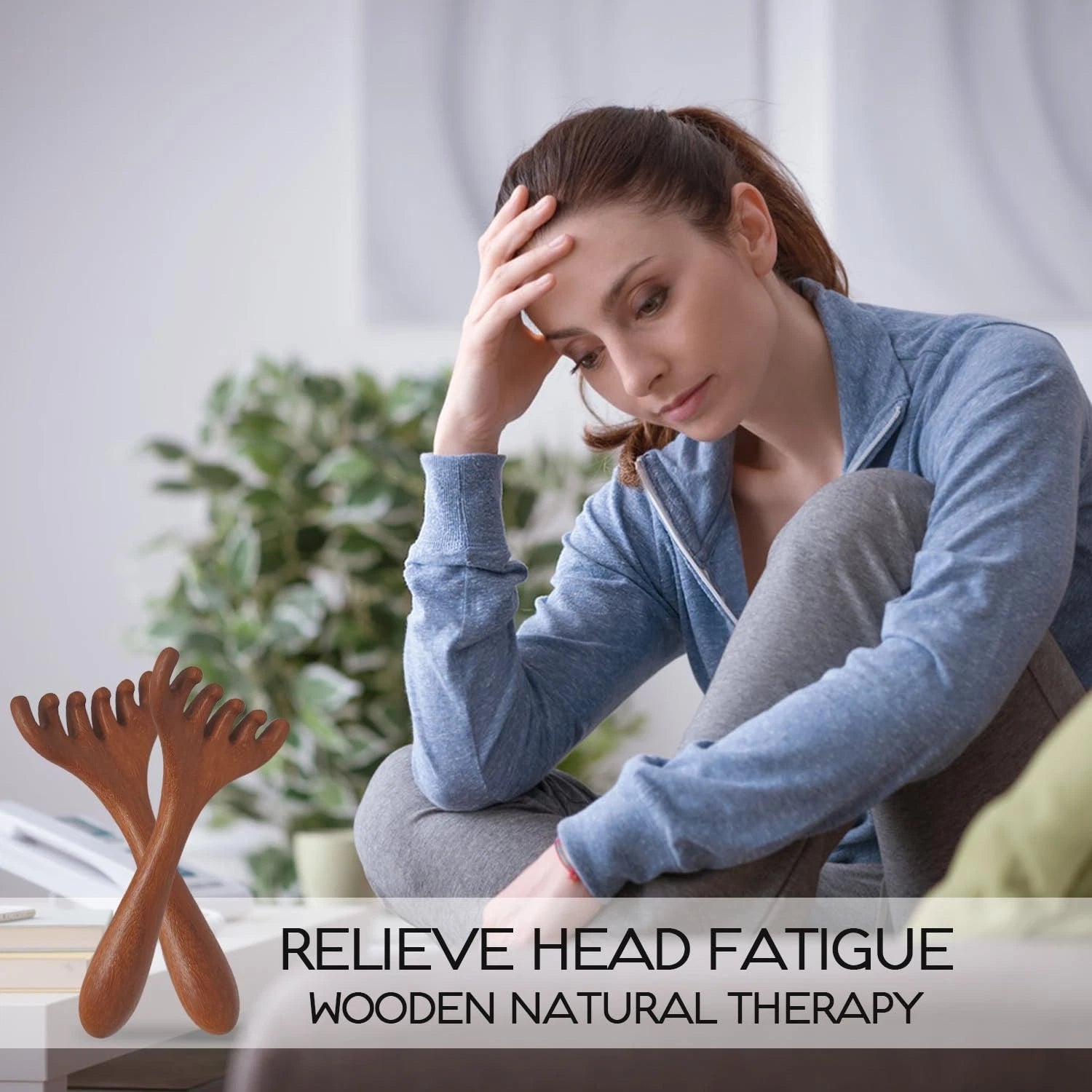 2 Pack Portable Wooden Head Massager Scalp Scratcher for Relaxation Stress