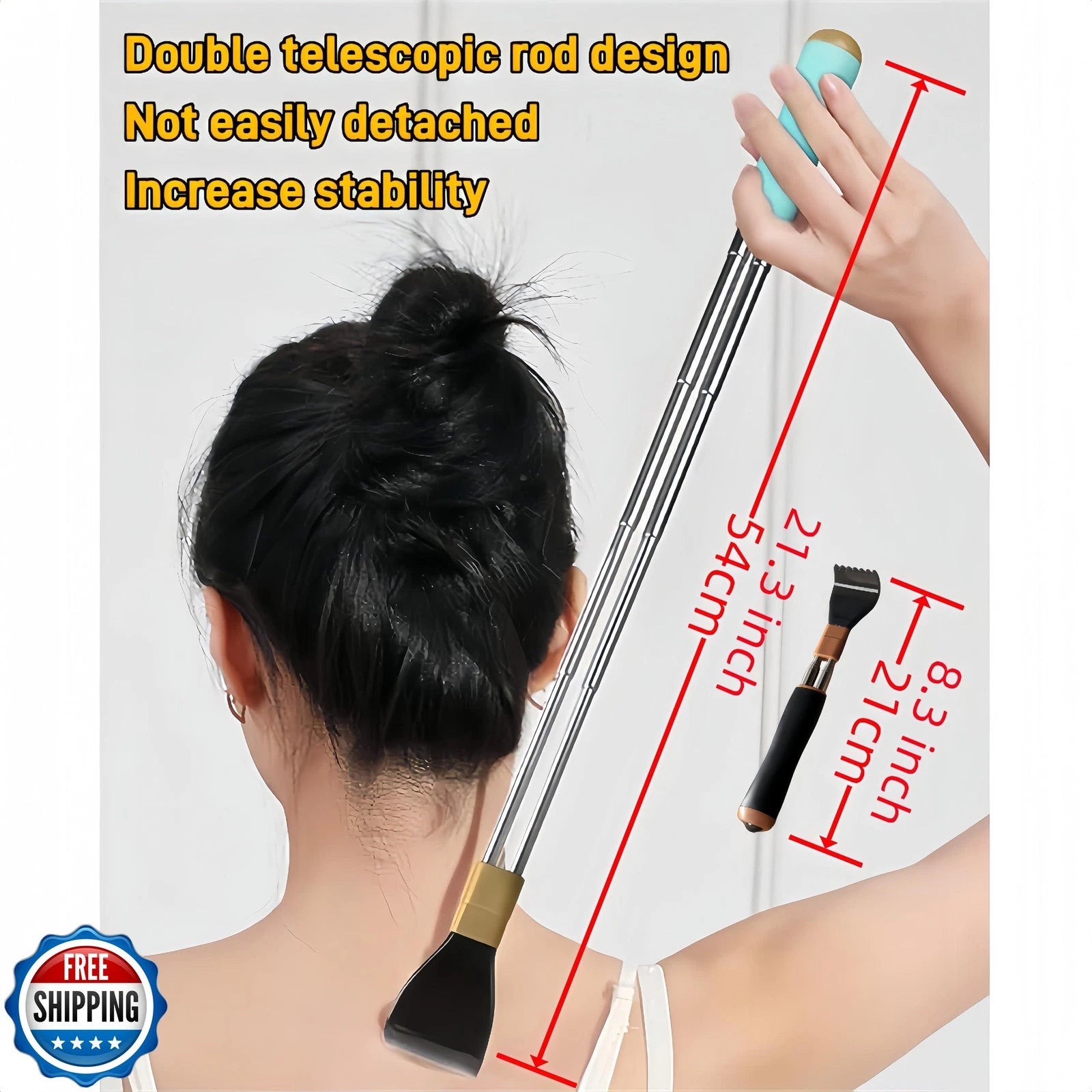 PEXOMEDO Portable Extendable Double-Pole Back Scratcher(8.3-21.3in),Hand Mass