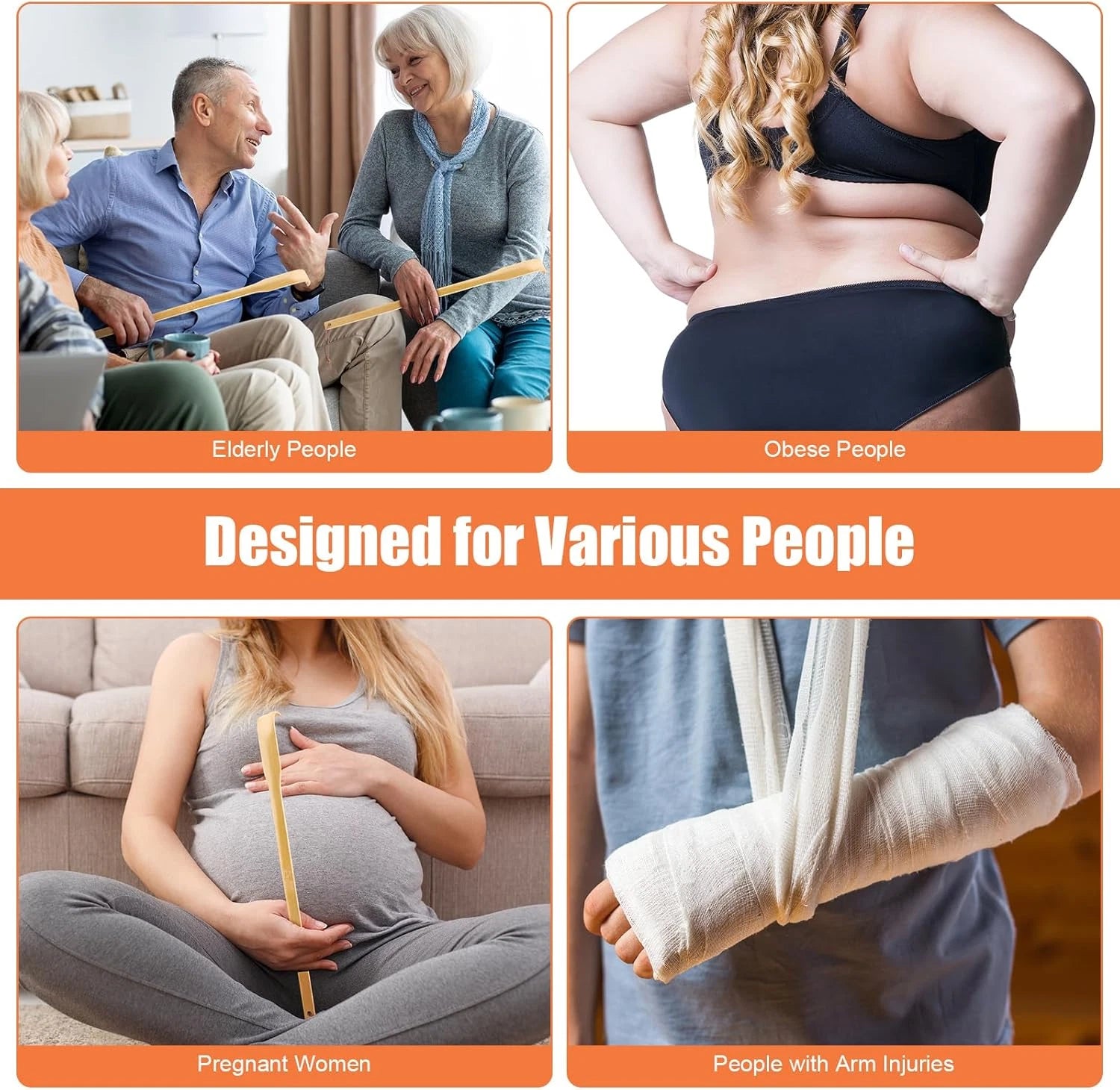 3 Pack Wooden Bamboo Back Scratcher for Men Women Adults, Funny Small Gifts for