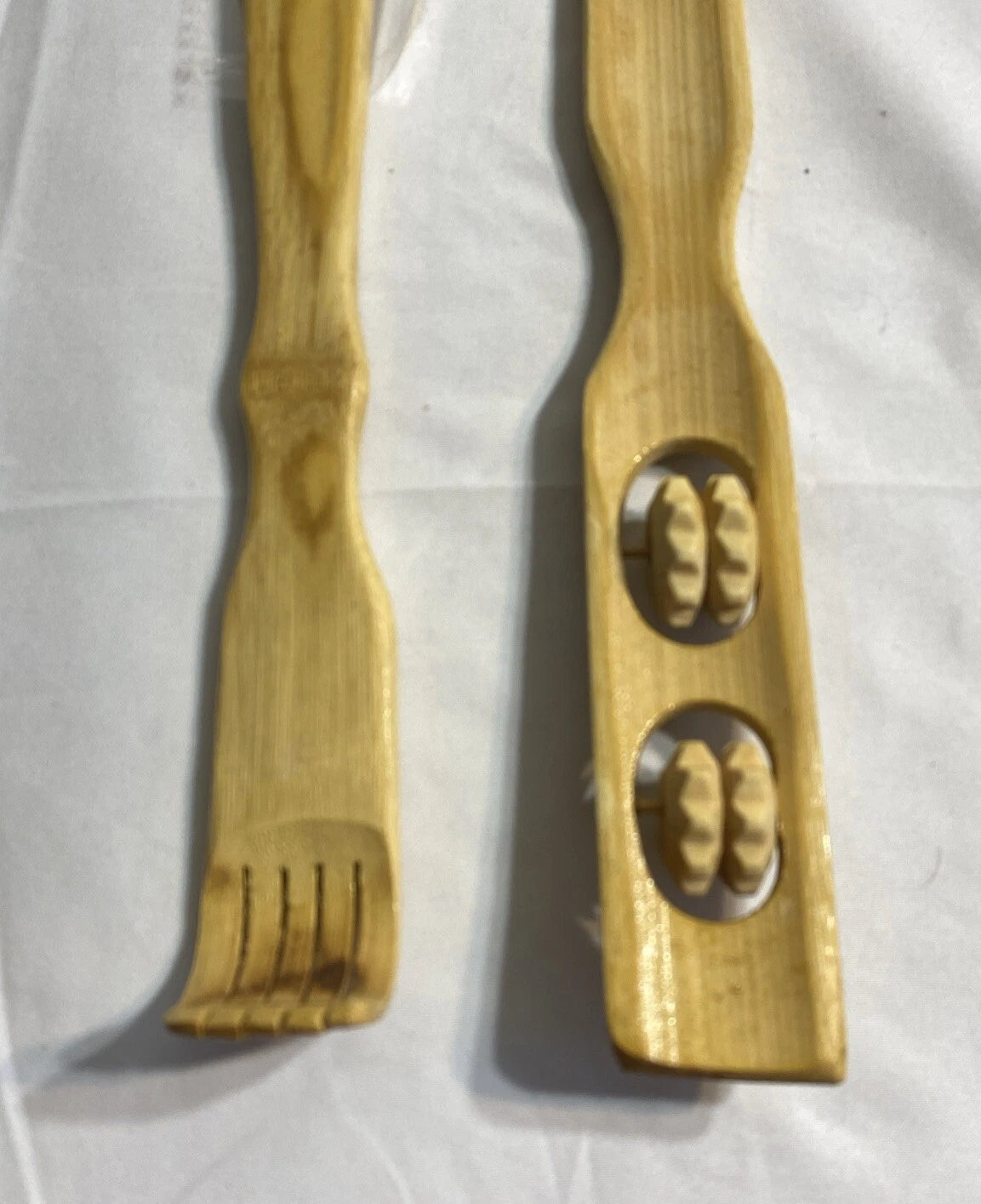 2 New Bamboo Back Scratcher Massager Wooden Body Stick Roller Backscratchers Set