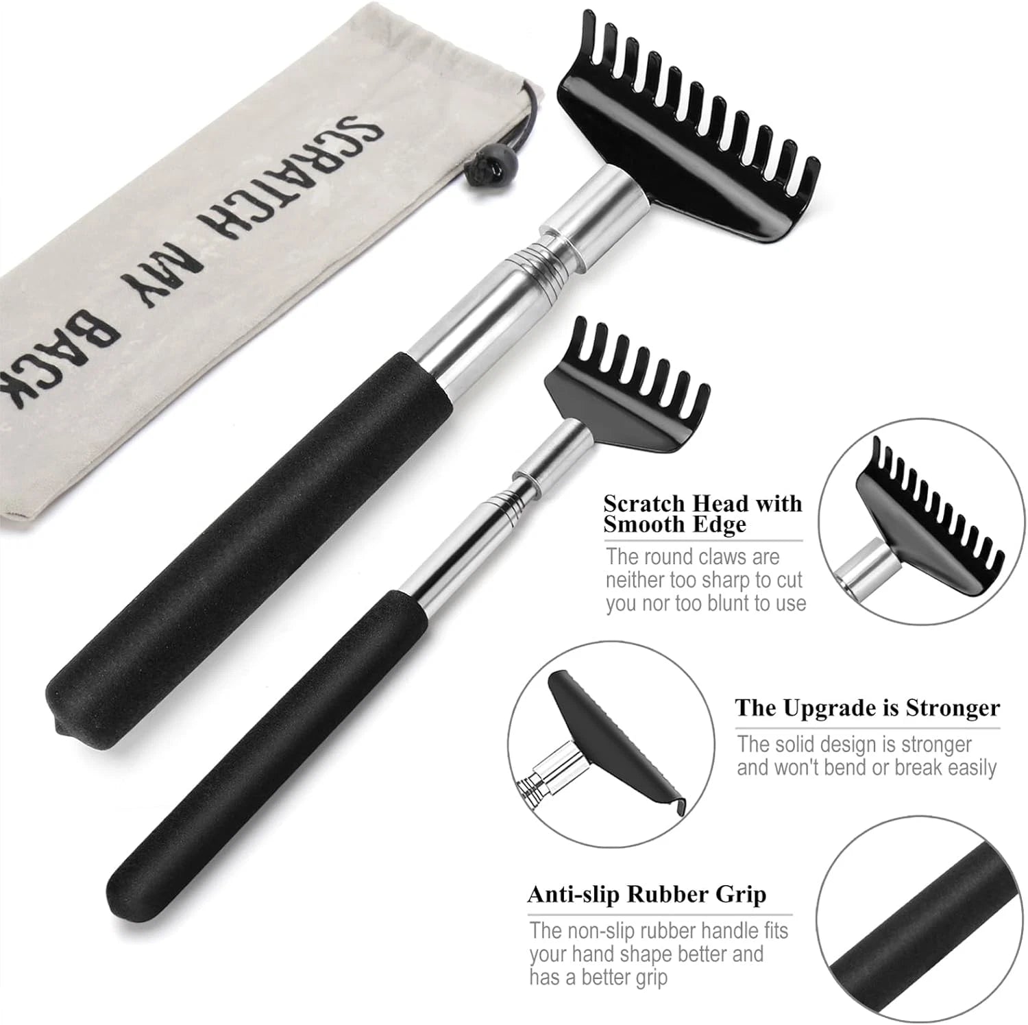 Back Scratcher Gift Set, 4 Pack, Upgraded Portable Extendable Stainless Steel Te