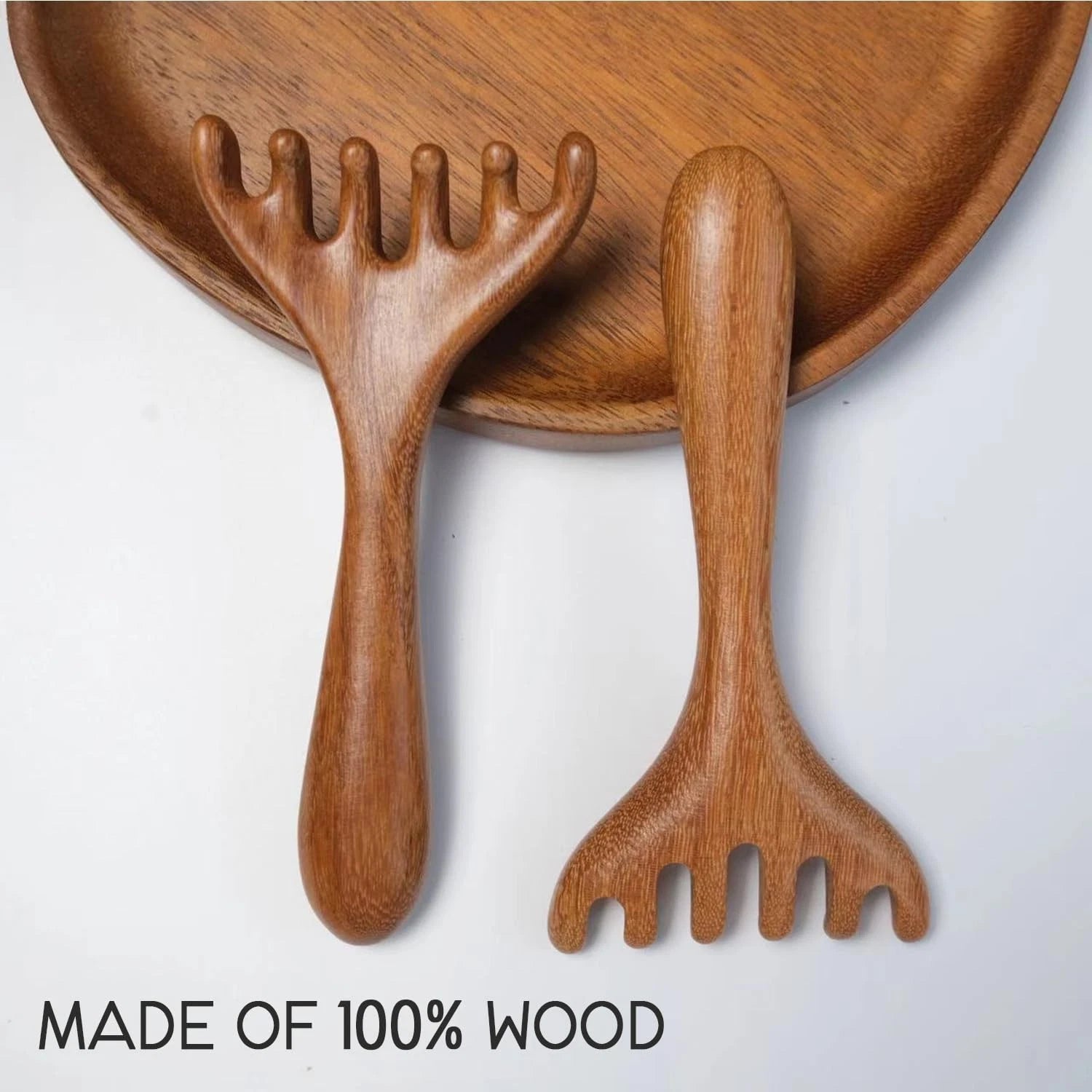 2 Pack Portable Wooden Head Massager Scalp Scratcher for Relaxation Stress