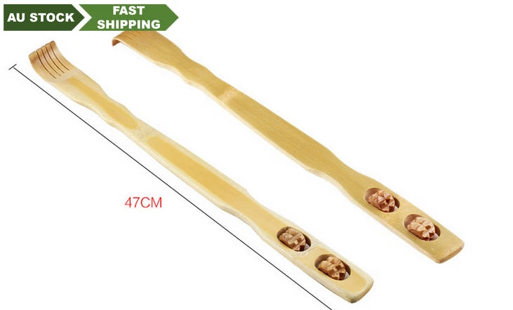 2 pieces Bamboo Wooden Back Scratcher massage rolls Long reach itchy relief