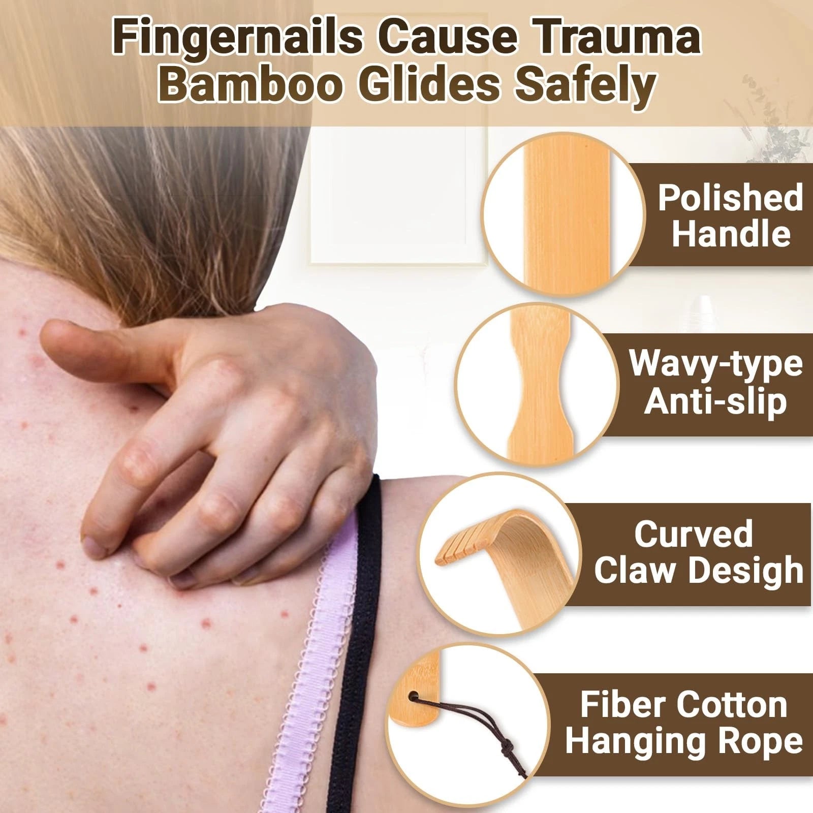 17" Bamboo Back Scratcher - Handmade Massager for Men & Women | 5 Pack