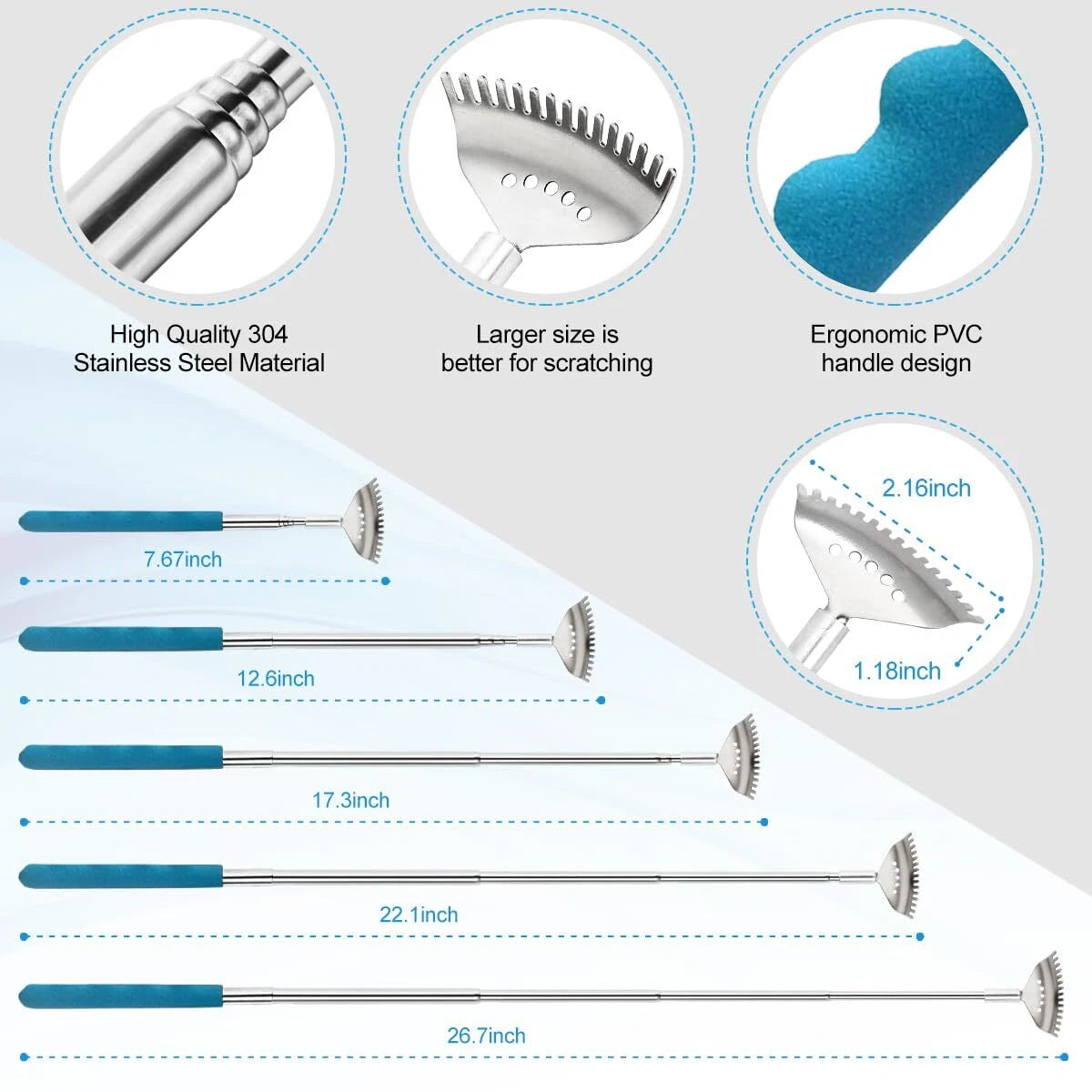 4 Pack Different Back Scratcher Metal Back Massager Set Extendable Portable T...