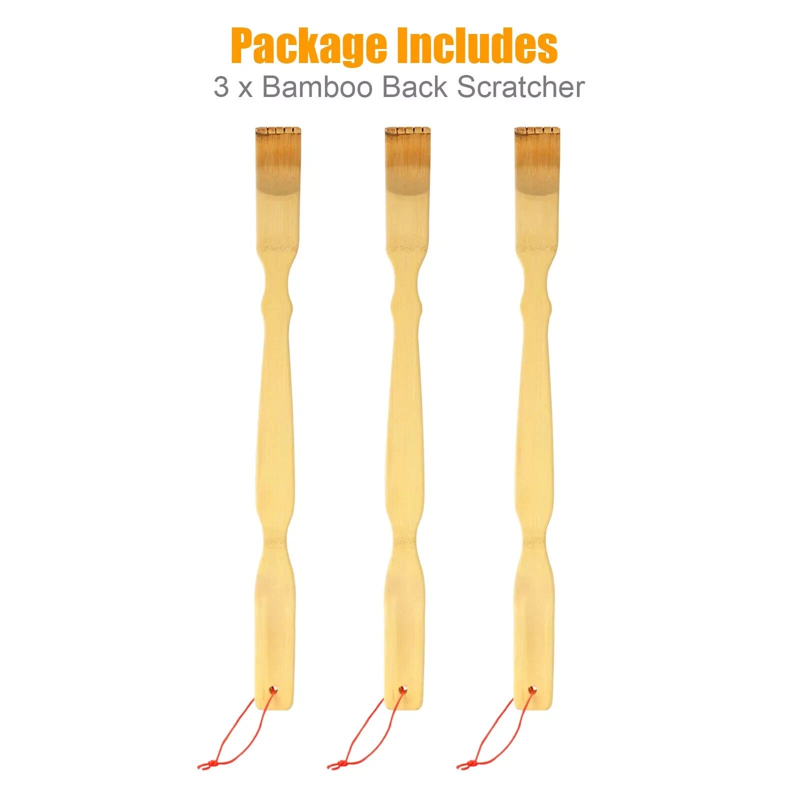 3pcs Long Handle Back Scratcher Natural Bamboo Pick Itch Relief Handcraft Tools