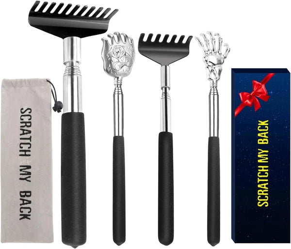 Back Scratcher Gift Set, 4 Pack, Upgraded Portable Extendable Stainless Steel Te
