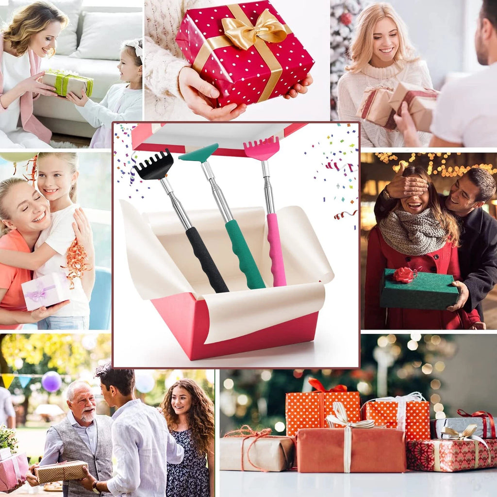 3 Pack Extendable Telescoping Back Scratcher with Rubber Handles