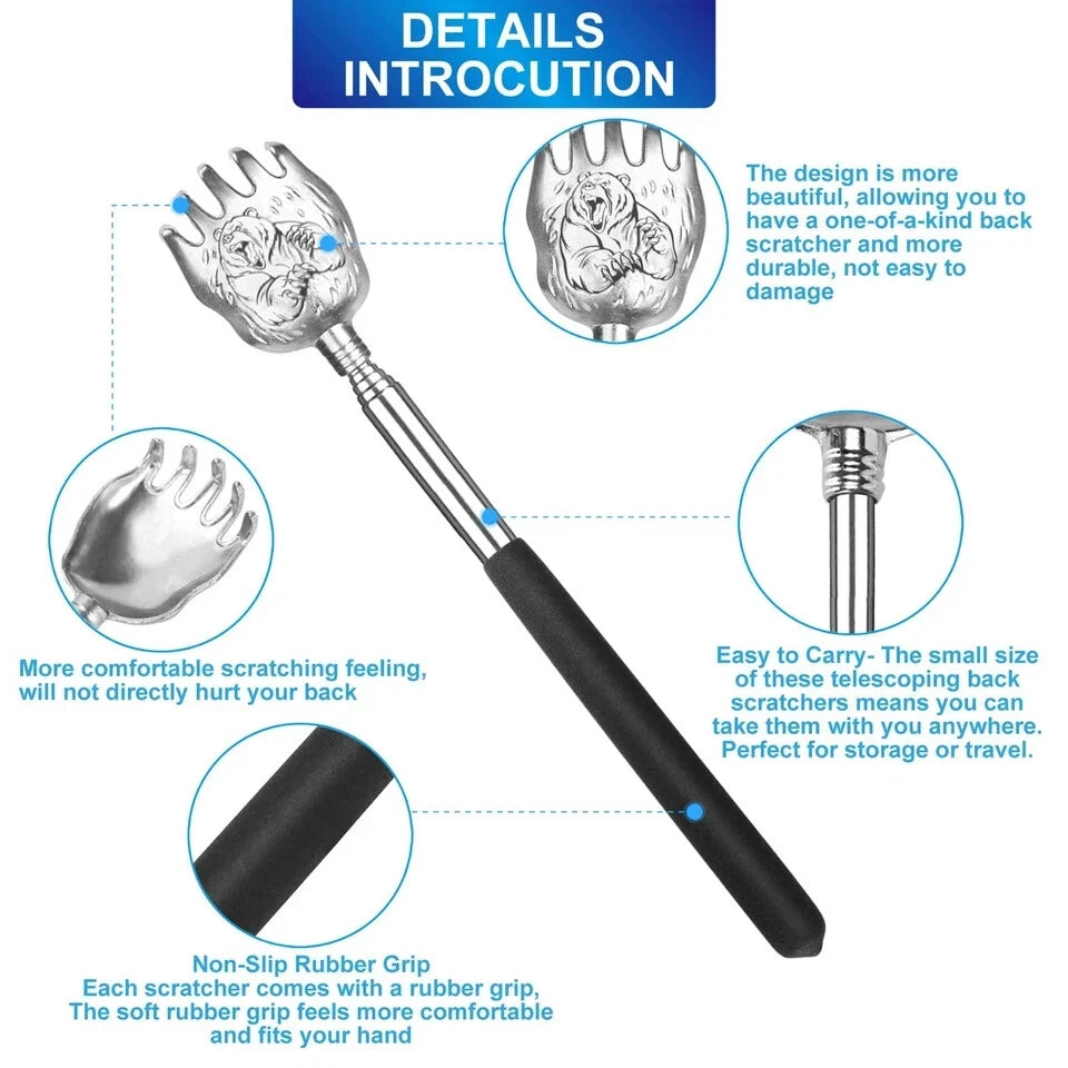 Oversized Back Scratcher Set, 2 Pack Portable Extendable Stainless Steel Tele...