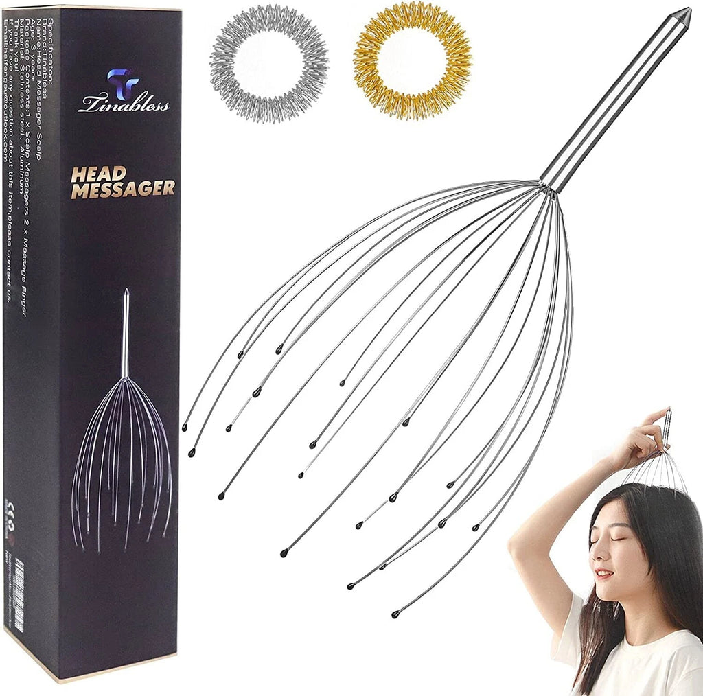 Scalp Massage Kit,Head Massager with 20 Fingers Head Scratcher-Body Stress Relax