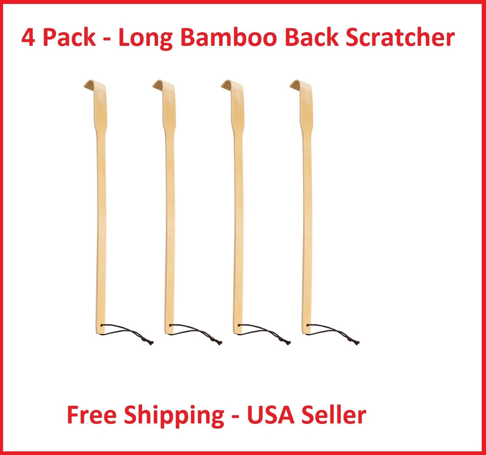 (4 Pack) 16.5" Bamboo Therapeutic Back Scratcher Long Reach USA SELLER SHIP FREE