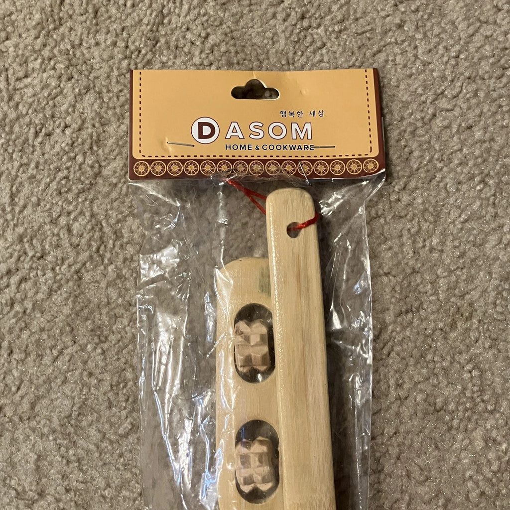 3 pc Bamboo Set: 13" Massage Hammer; 18" Back Scratcher w/ Rollers; 19" Shoehorn