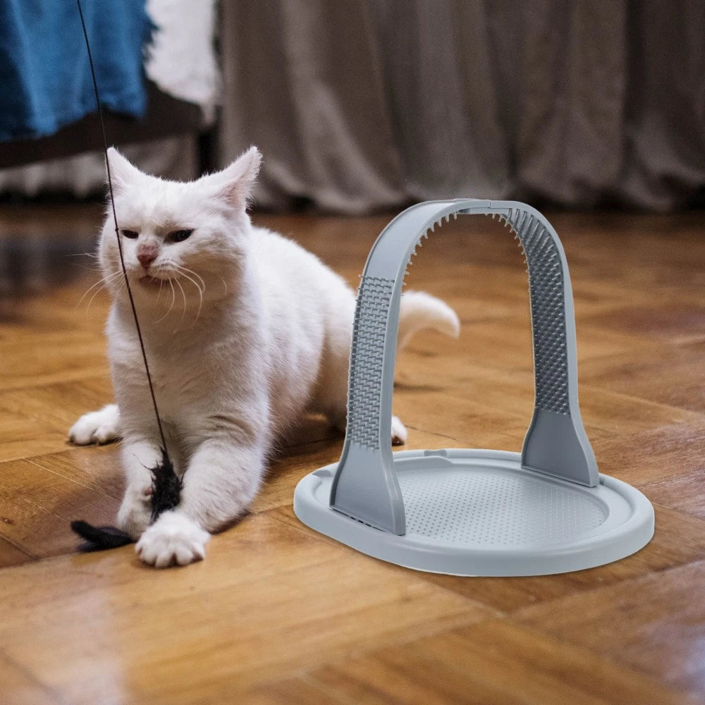 Cat Scratcher Arched Wool Rubbing Device Self Grooming Toy Massager Pet Hair