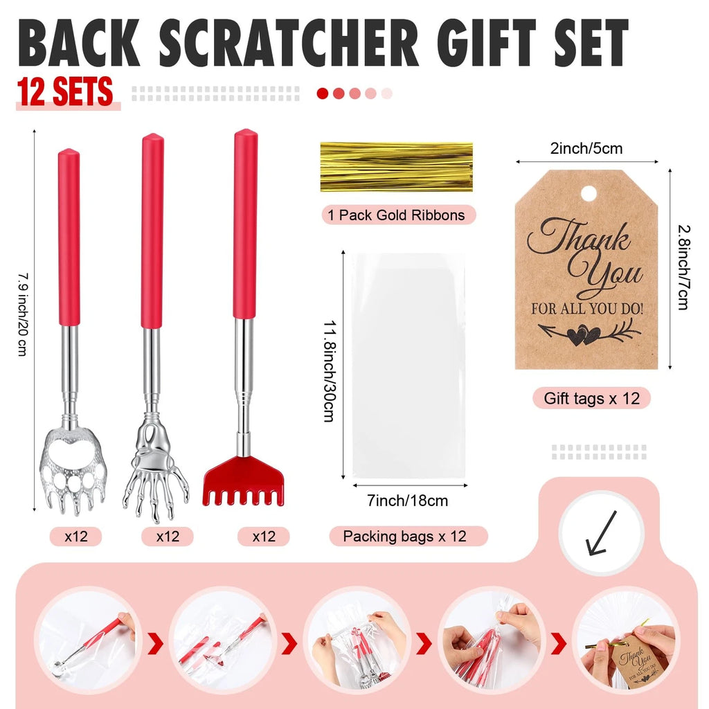 60 Pcs Massage Gifts for Men Women Back Scratcher with Rubber Handles Metal E...