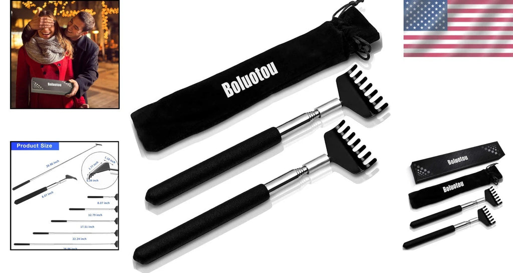Stainless Steel Portable Back Scratcher with Elegant Gift Packaging - 2 Pack