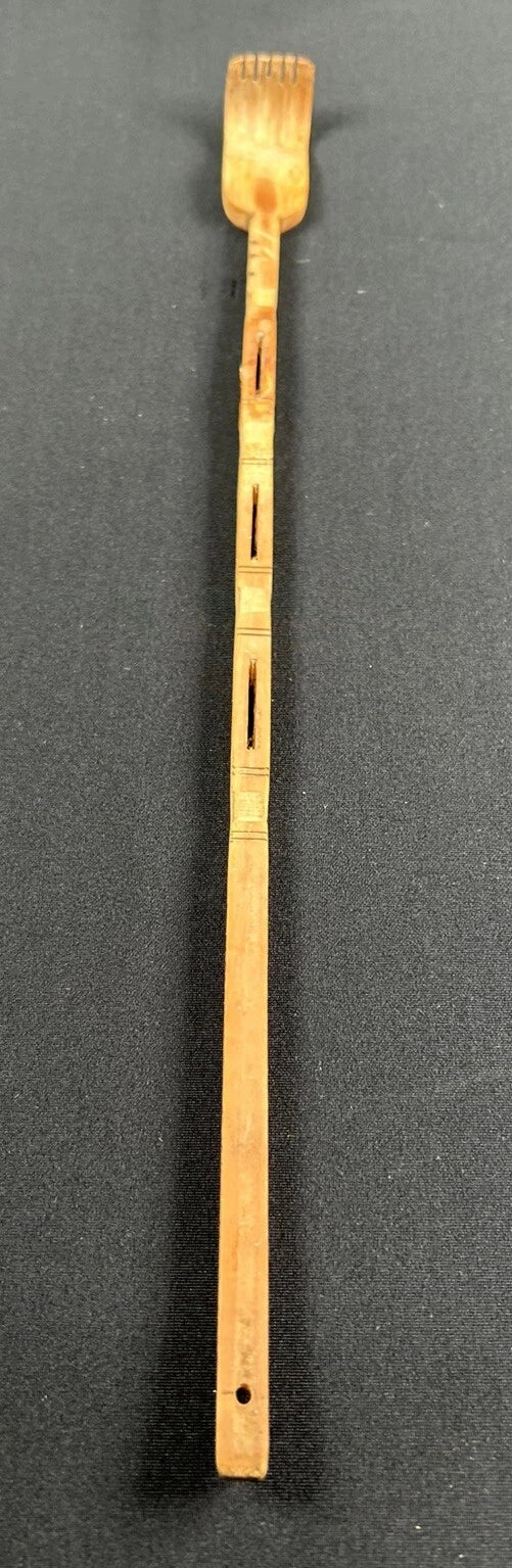Vintage Carved Wooden Back Scratcher 15" L Repaired