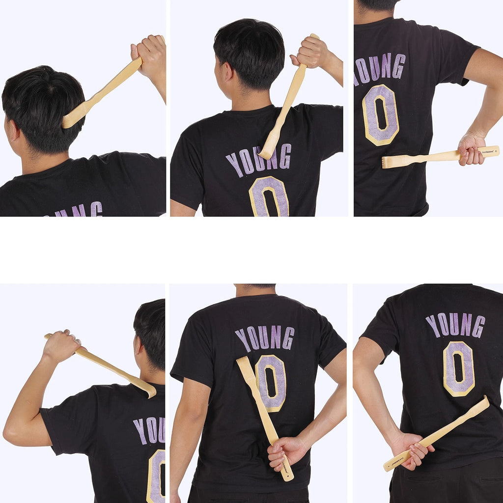 2Pcs Wooden Bamboo Back Scratcher Long Handle Itch Relief Finger-Like Scratchers