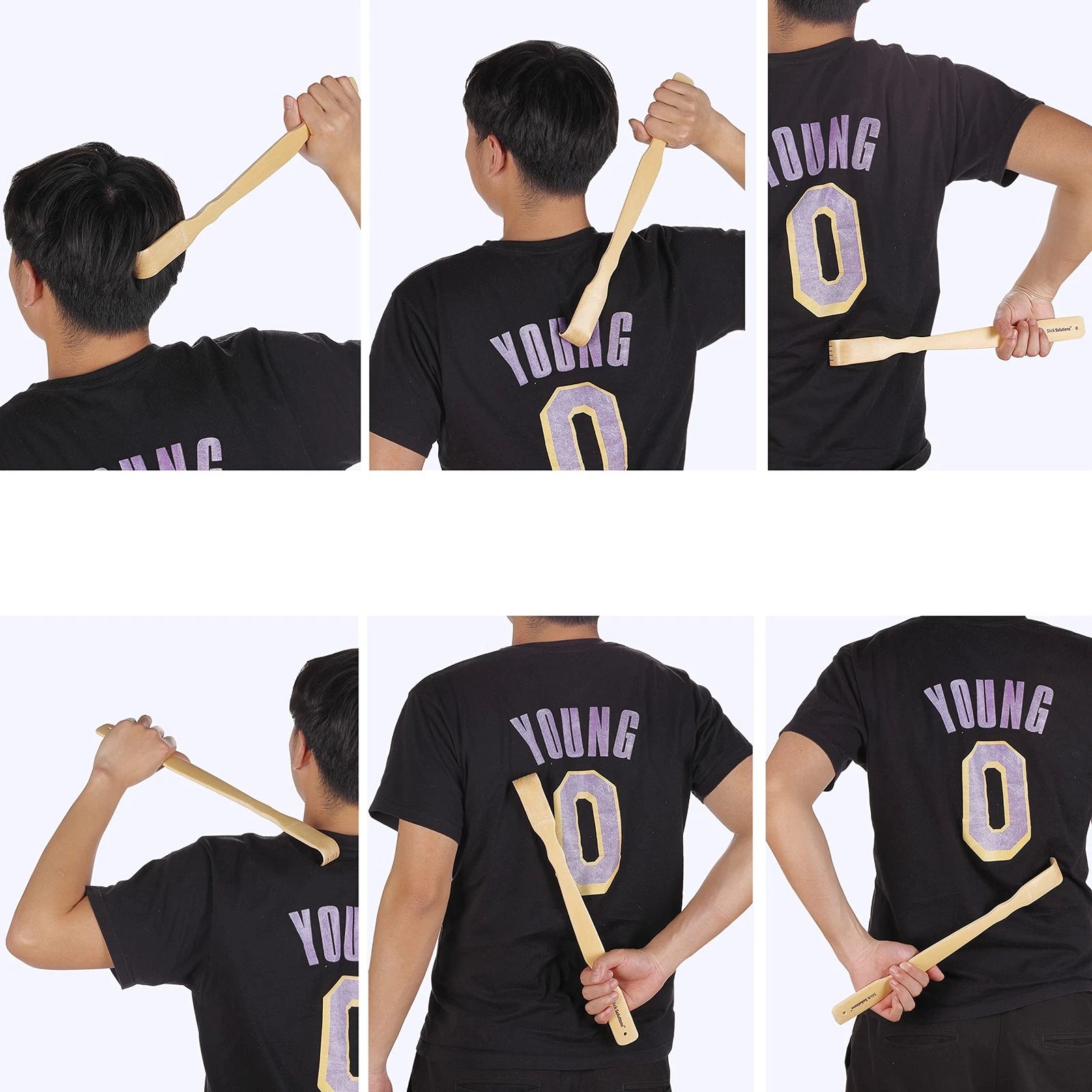 2Pcs Wooden Bamboo Back Scratcher Long Handle Itch Relief Finger-Like Scratchers