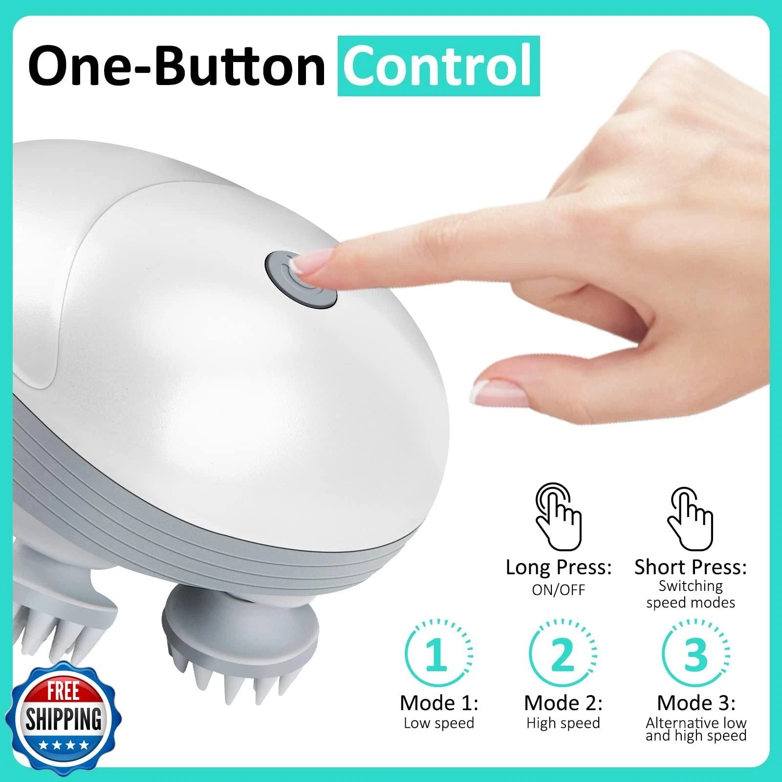 Electric Pet Massager for Dogs and Cats, Cordless Handheld Tool with 4 Massag