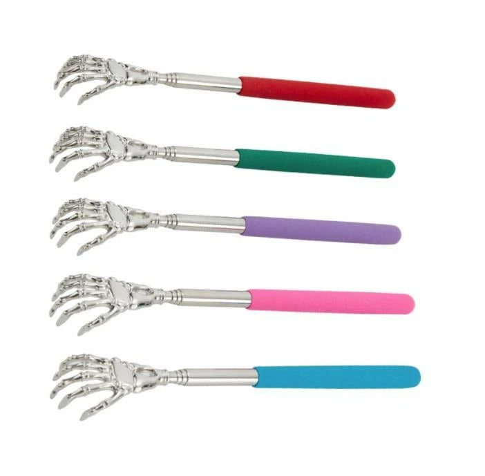 Premium Novel Extendable Back Scratcher Metal Ghost Dead Skeleton Massage Green