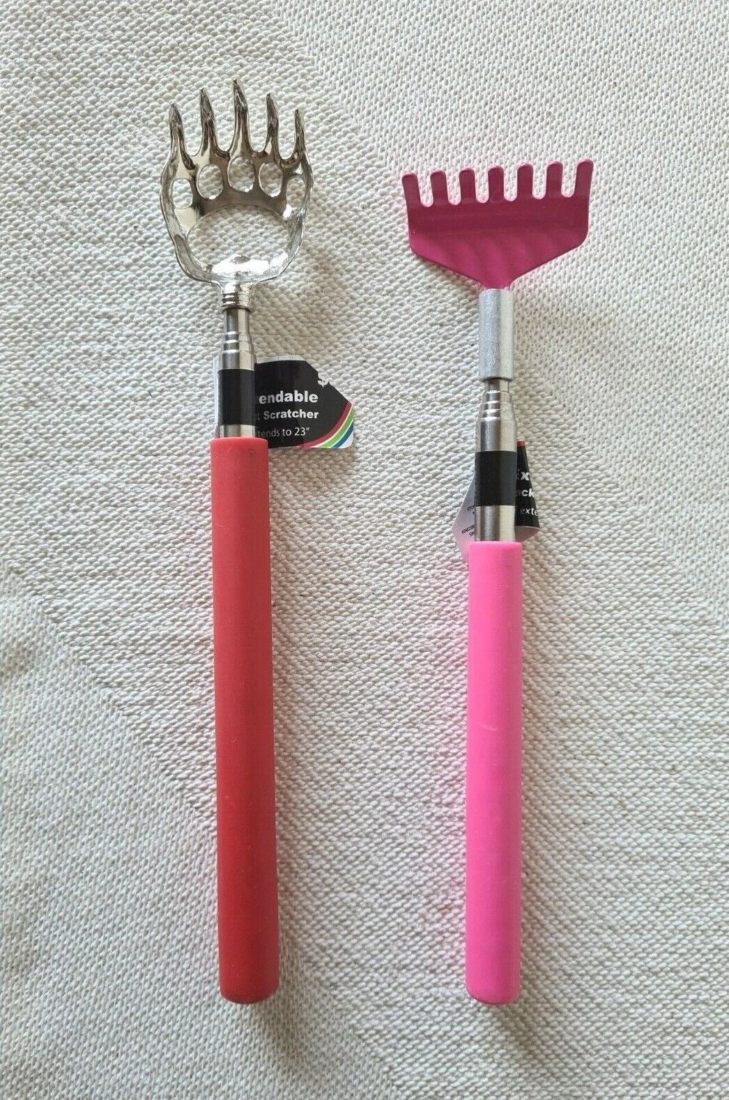 2pc 8.5" BEAR CLAW & Pink Back Scratcher Telescopic Scratcher Extends 22" to 27"
