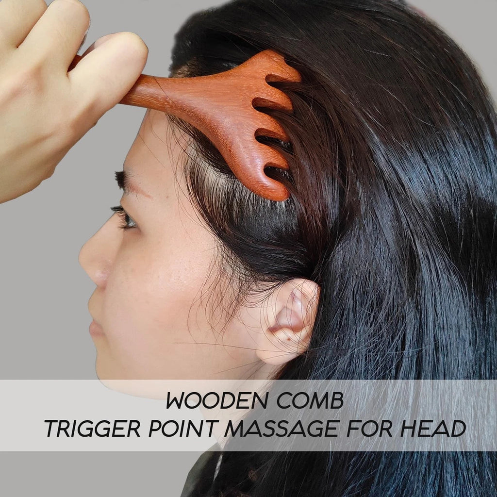 2 Pack Portable Wooden Head Massager Scalp Scratcher for Relaxation Stress