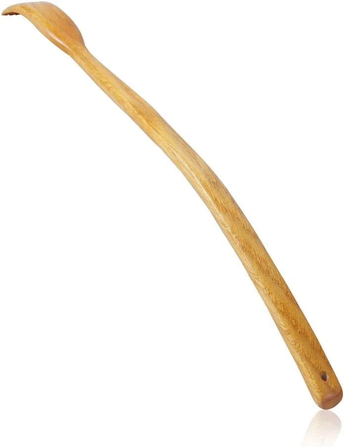 Oversized Wooden Back Scratcher: 18'' Extended Curved Handle for Yellow