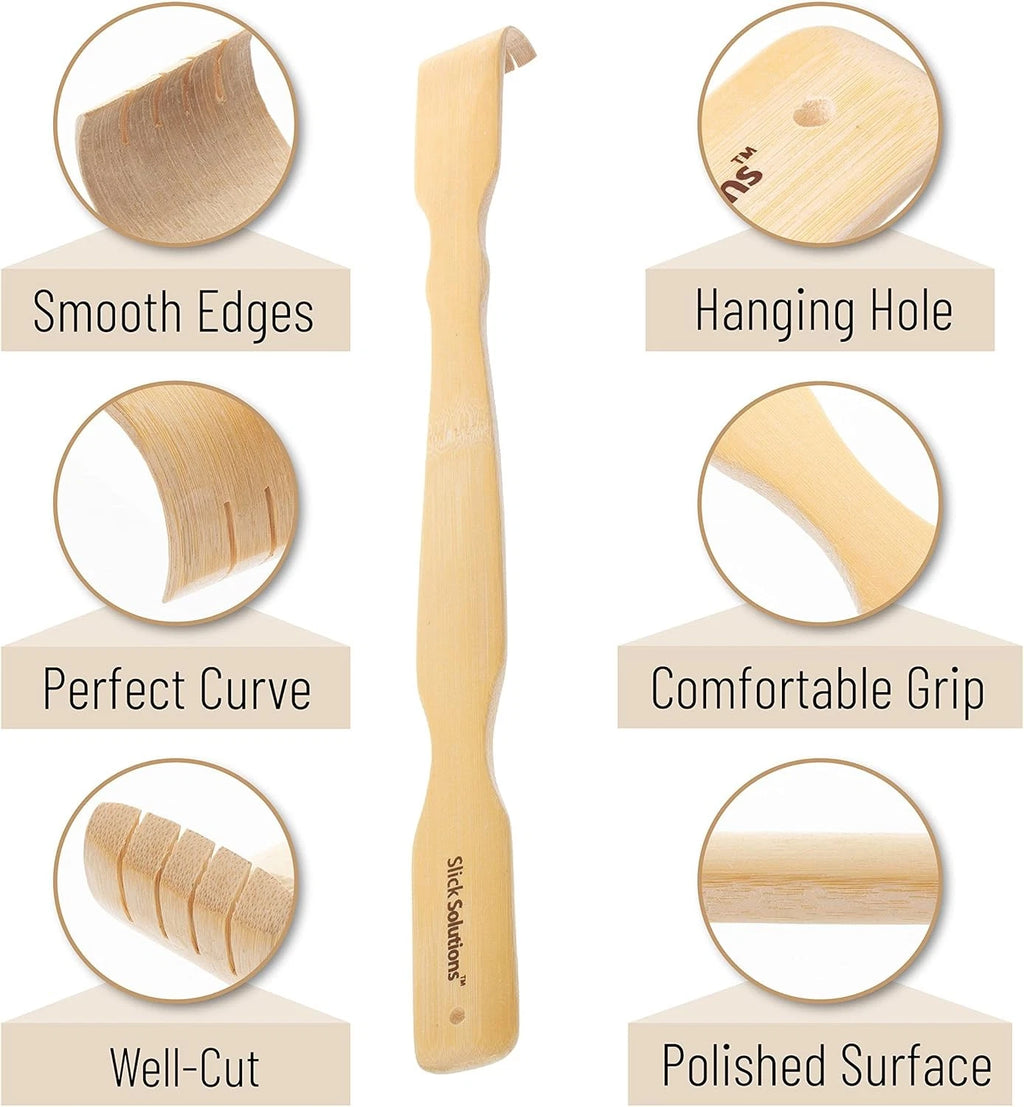 Slick- Bamboo, 16.5”, 2 pcs, Back Scratcher for Men and Women, Wooden, Long