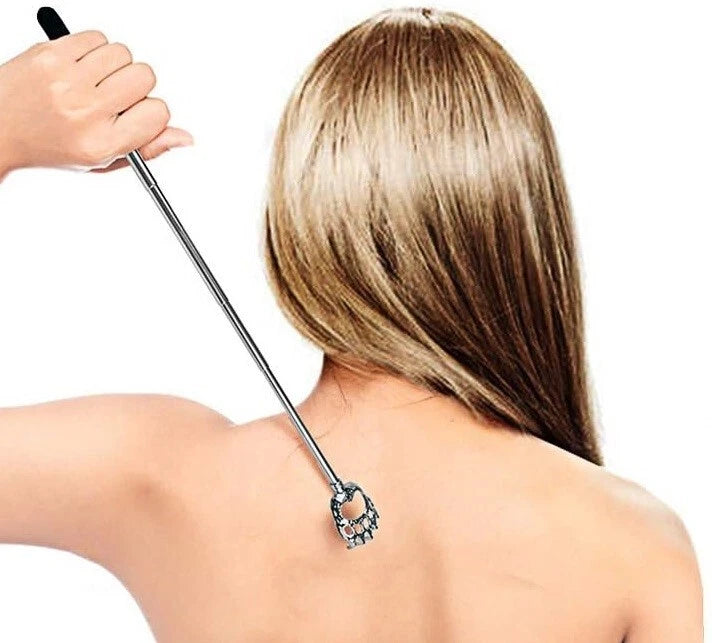 Bear Claw Telescoping Back Scratcher - Silver Metal - Black Rubber Handle NIB
