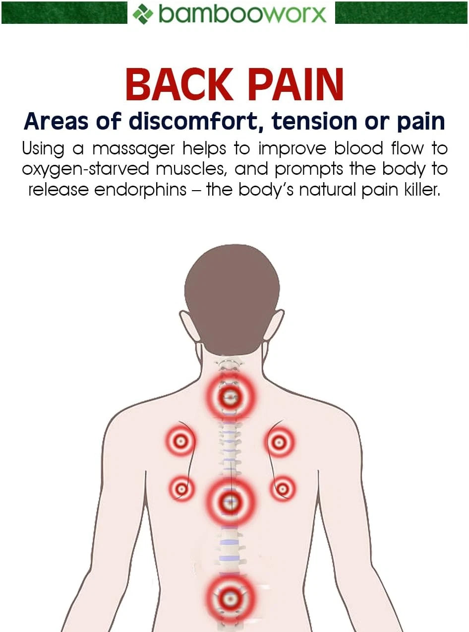 Traditional Bamboo Wooden Back Scratcher - 4 Piece Set, 17.5" Long Handle