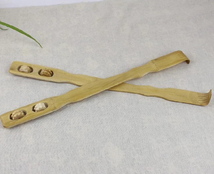 2 pieces Bamboo Wooden Back Scratcher massage rolls Long reach itchy relief