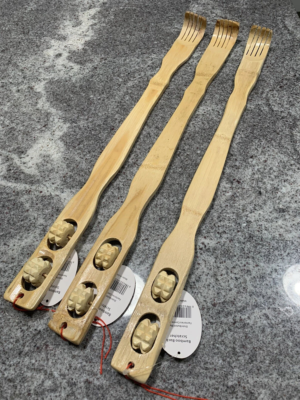 New 10 Pcs 18" Bamboo Wooden Itch Therapeutic Relax Back Scratcher With Rollers