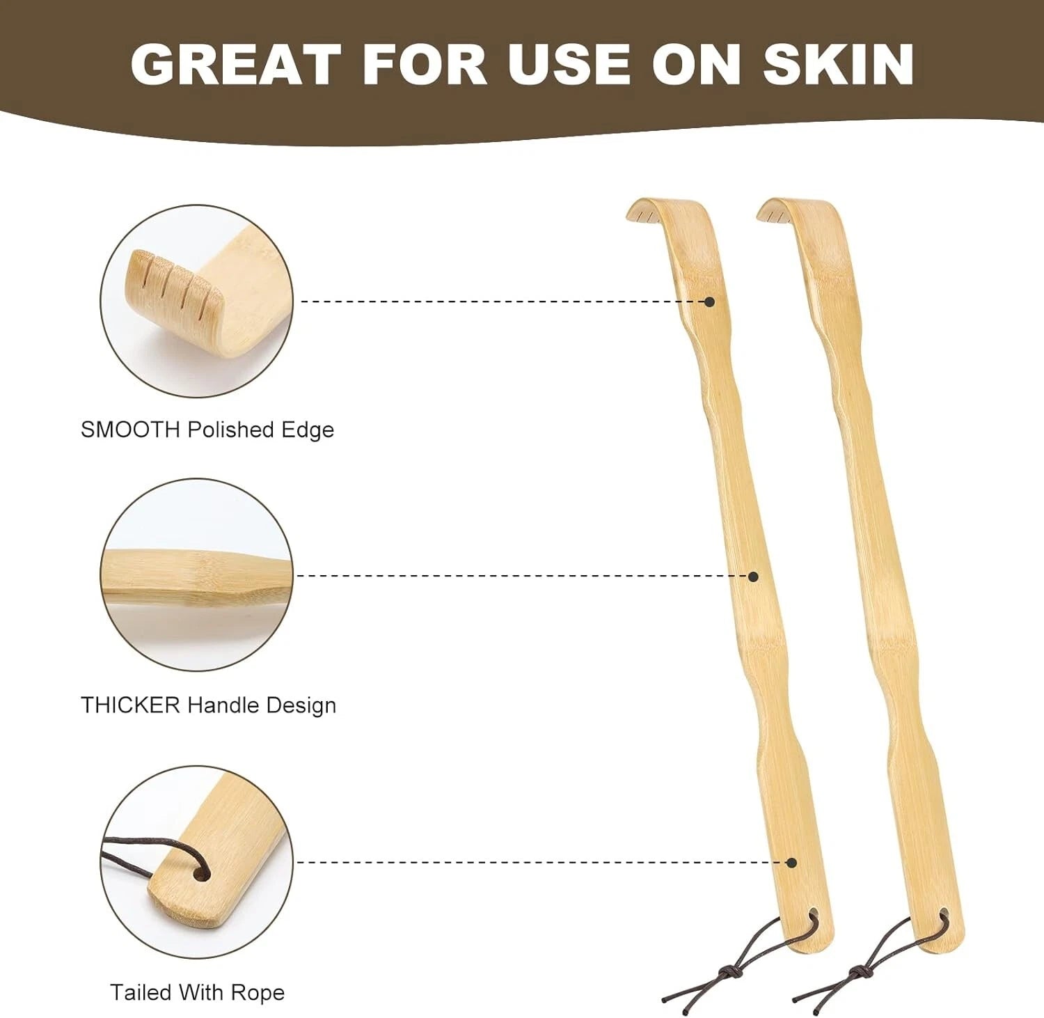 Comfortable 4-Pack Bamboo Back Scratchers - 17 Inch for Hard-to- Itches