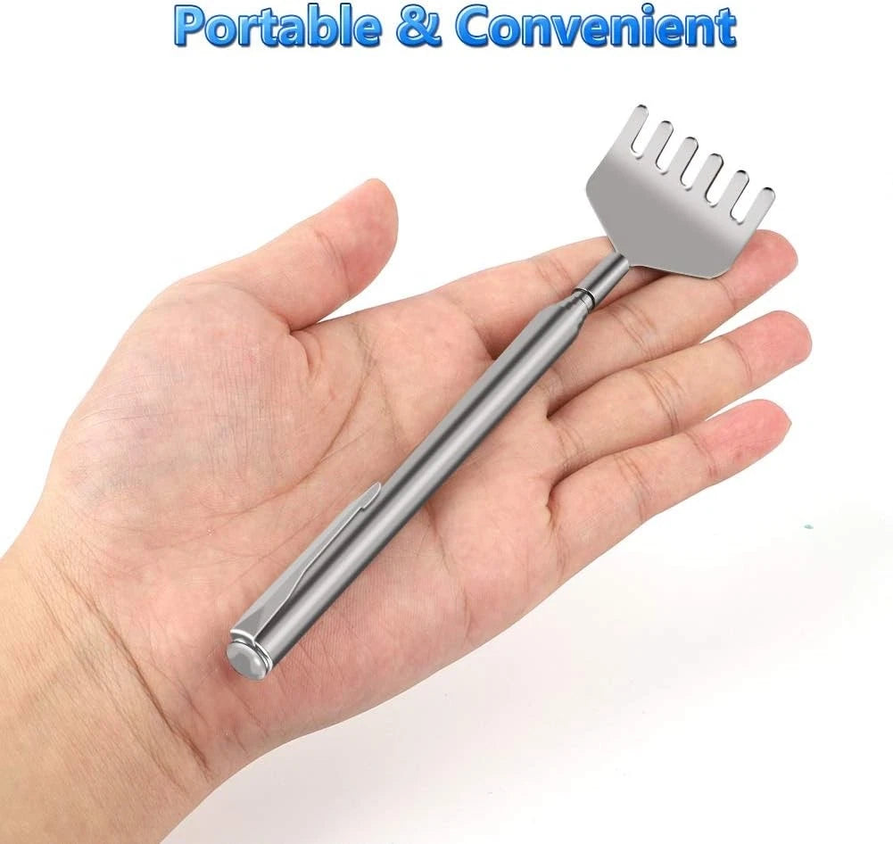 Extendable Back Scratcher for Men 3 Pack Portable Telescopic Metal Silver