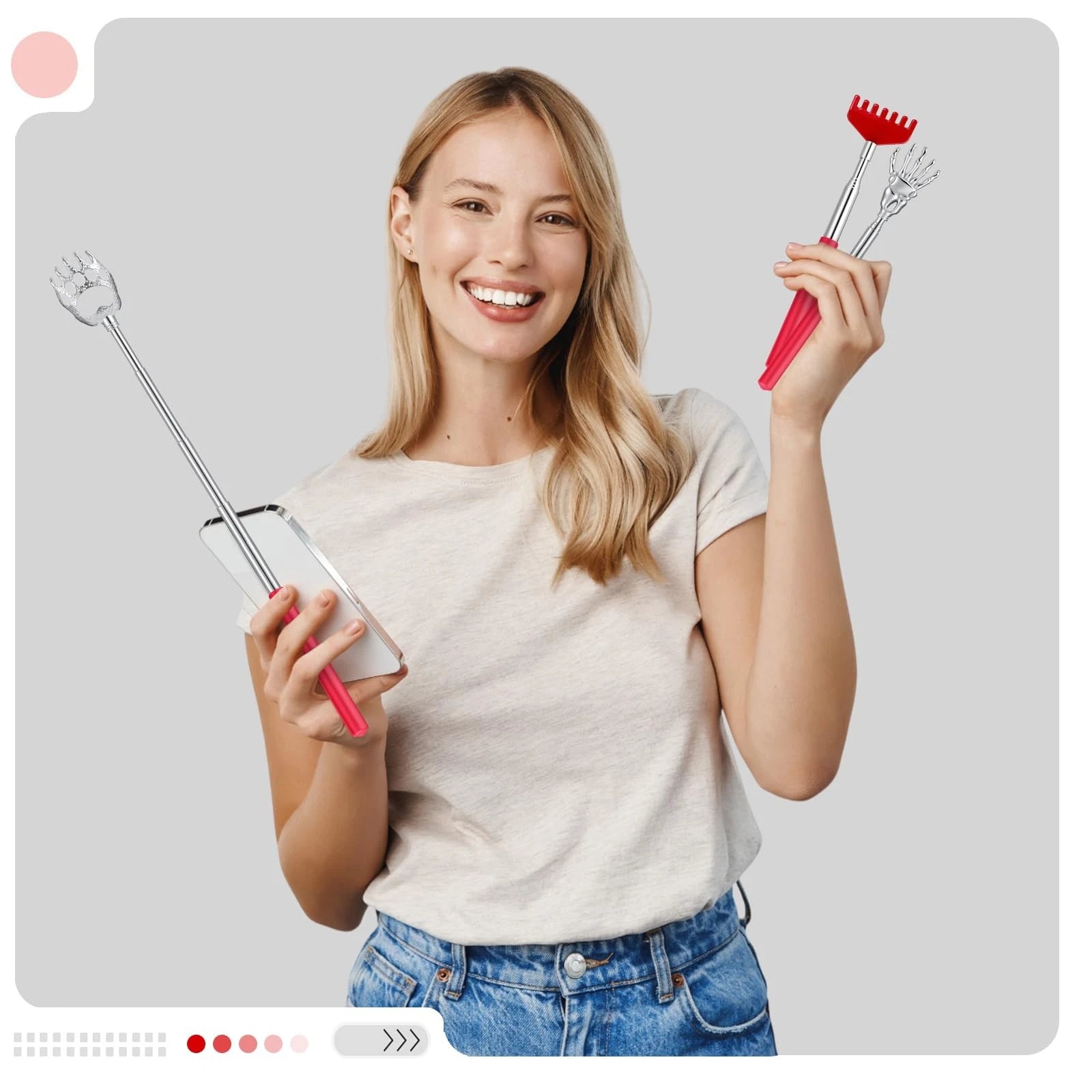 60 Pcs Massage Gifts for Men Women Back Scratcher with Rubber Handles Metal E...