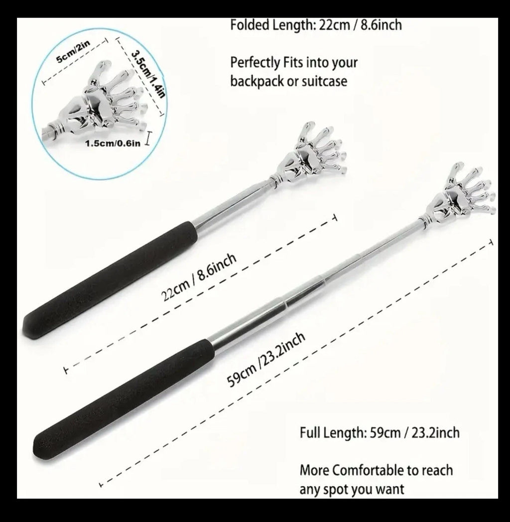 Adjustable Stainless Steel Back Scratcher with Extendable Claws