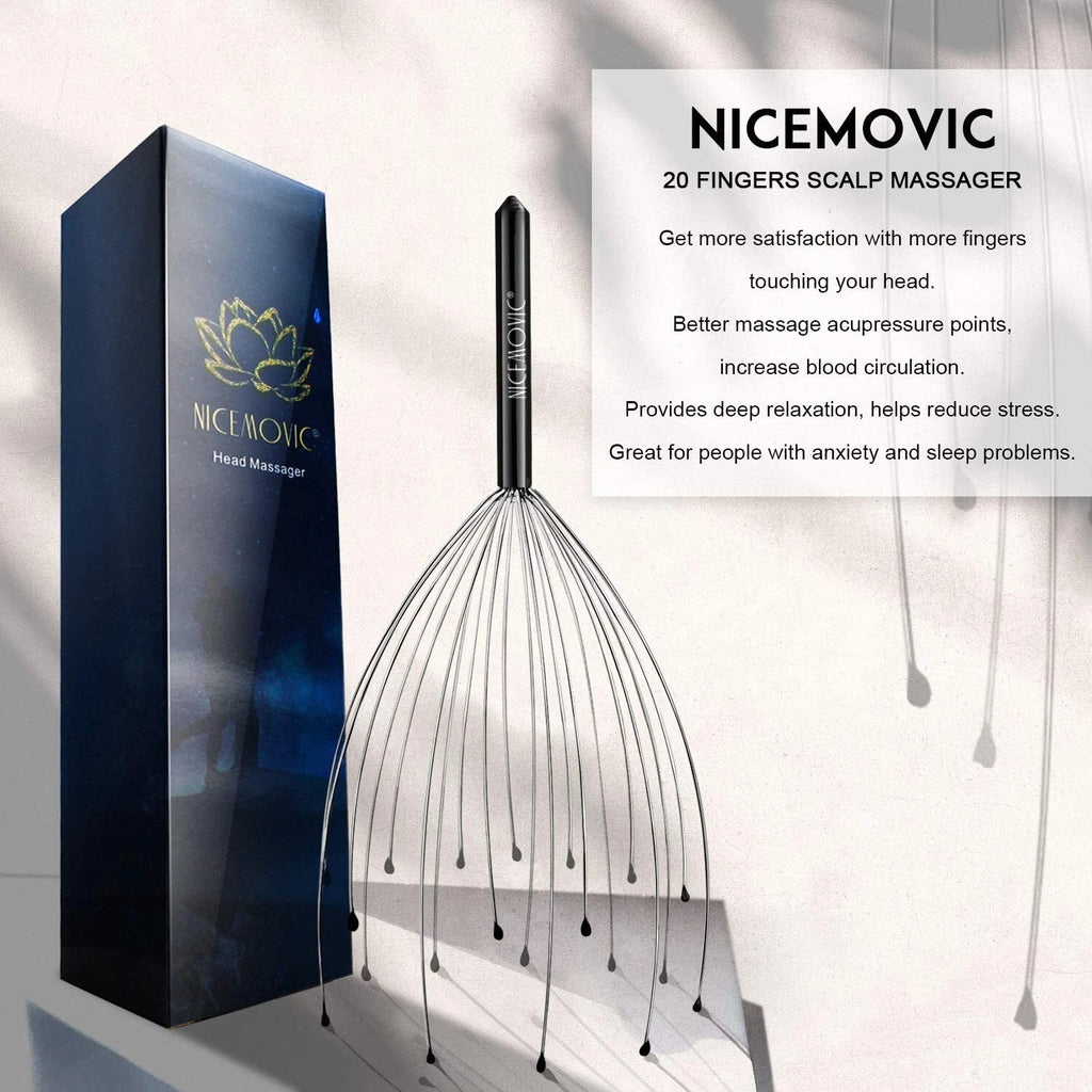 Head Massager Scratcher Tingler with 20 Fingers for Hair Scalp Deep Relaxation