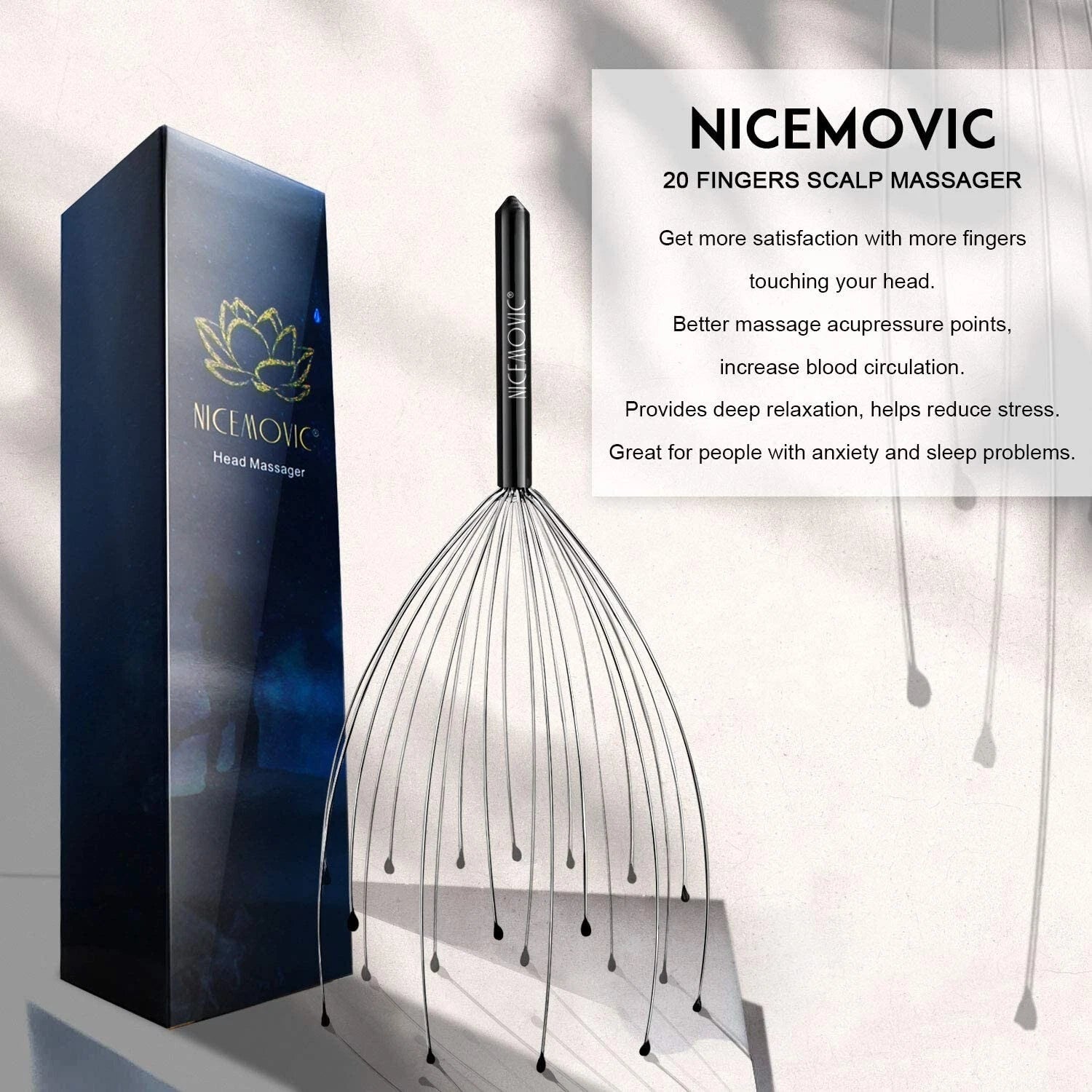 Head Massager Scratcher Tingler with 20 Fingers for Hair Scalp Deep Relaxation