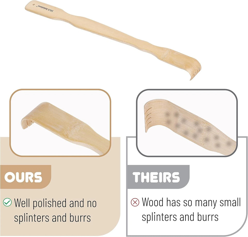 Slick- Bamboo, 16.5”, 2 pcs, Back Scratcher for Men and Women, Wooden, Long