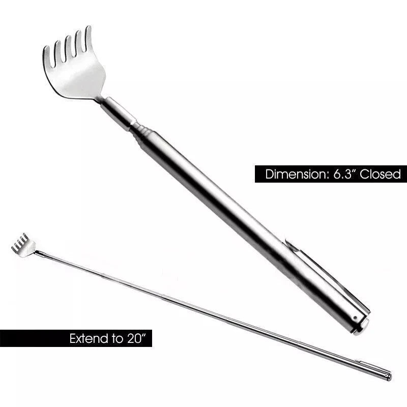 3 Pack Stainless Steel Back Scratcher Pocket Size Telescopic Extendable