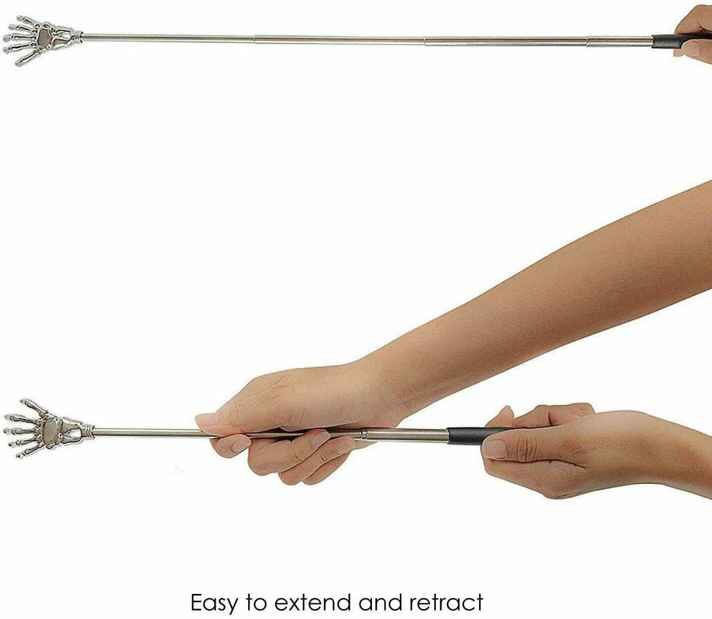 Hand Toy Novelty Extendable Back Scratcher Metal Ghost Skeleton Massage Blue
