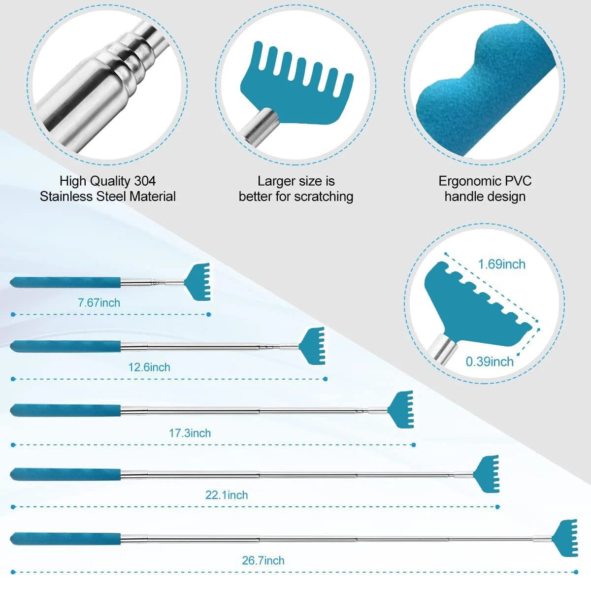 4 Pack Different Back Scratcher Metal Back Massager Set Extendable Portable T...