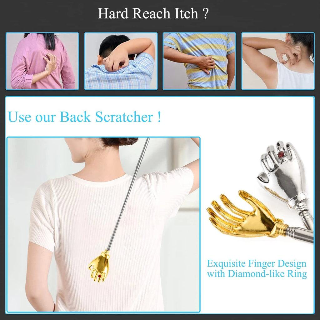 Telescopic Back Scratcher Extendable Handle Portable Stainless Steel Hand Mas...