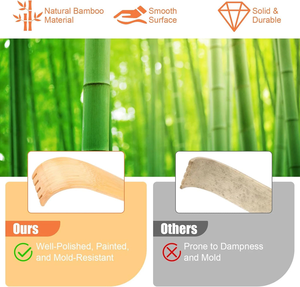 3 Pack Wooden Bamboo Back Scratcher for Men Women Adults, Funny Small Gifts for