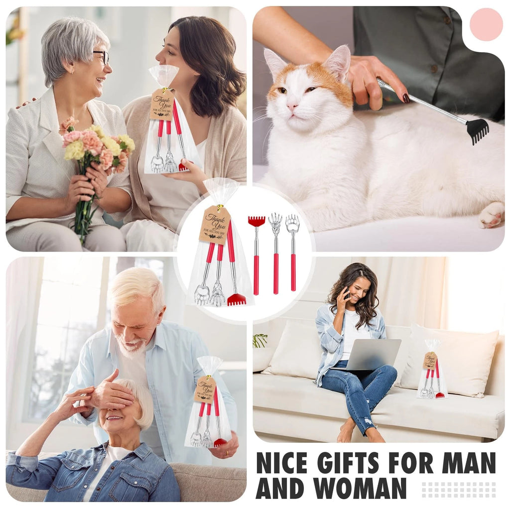 60 Pcs Massage Gifts for Men Women Back Scratcher with Rubber Handles Metal E...