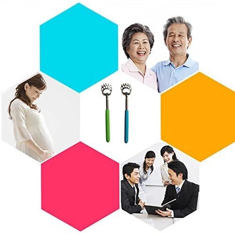 Telescoping Back Scratcher, 4-Pack, Portable Extendable Metal Bear Claws