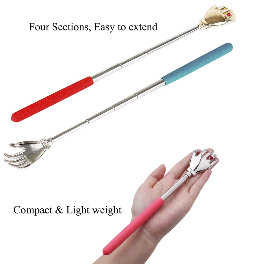 Telescopic Back Scratcher Extendable Handle Portable Stainless Steel Hand Mas...
